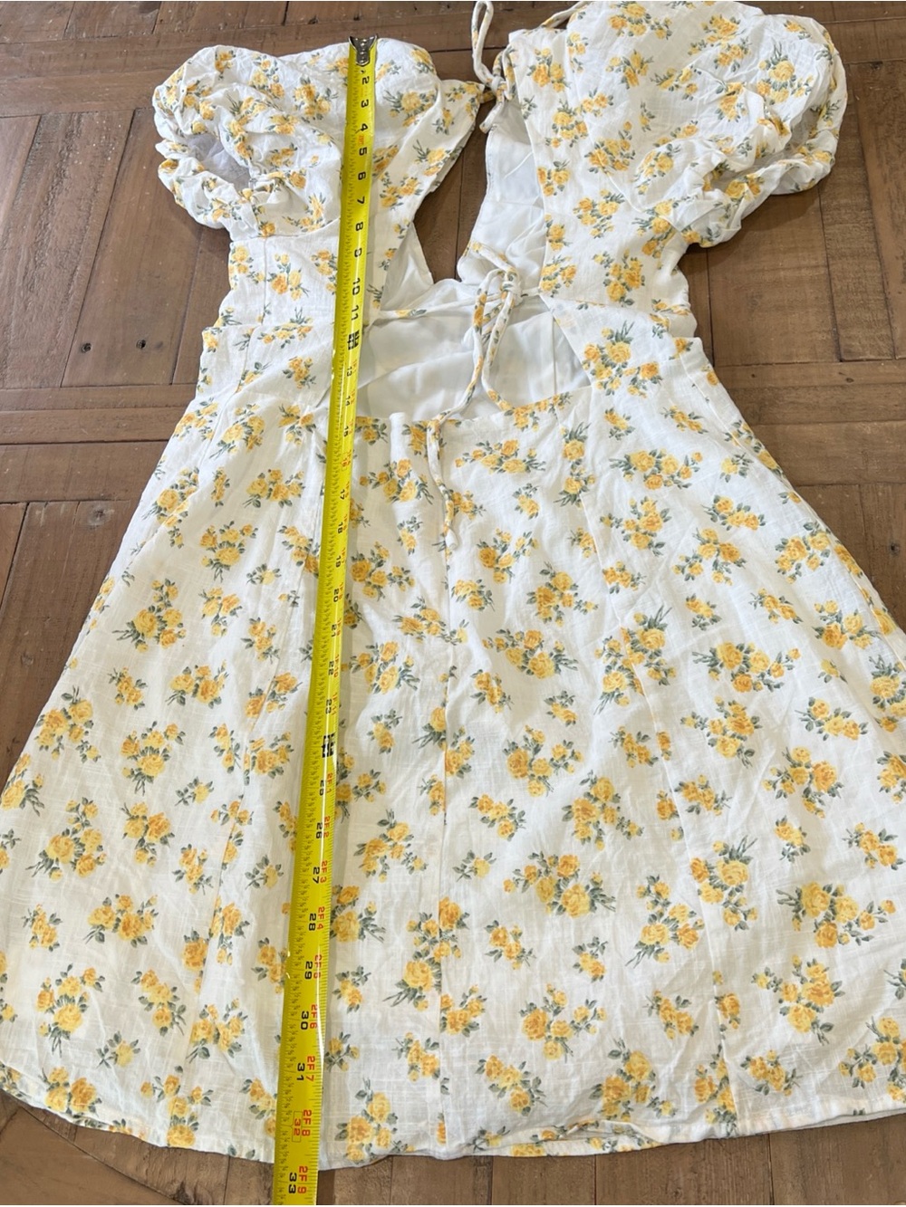 ASTR The Label Lovegrove White Yellow Floral Puff Sleeve Mini Dress Large - Picture 13 of 13